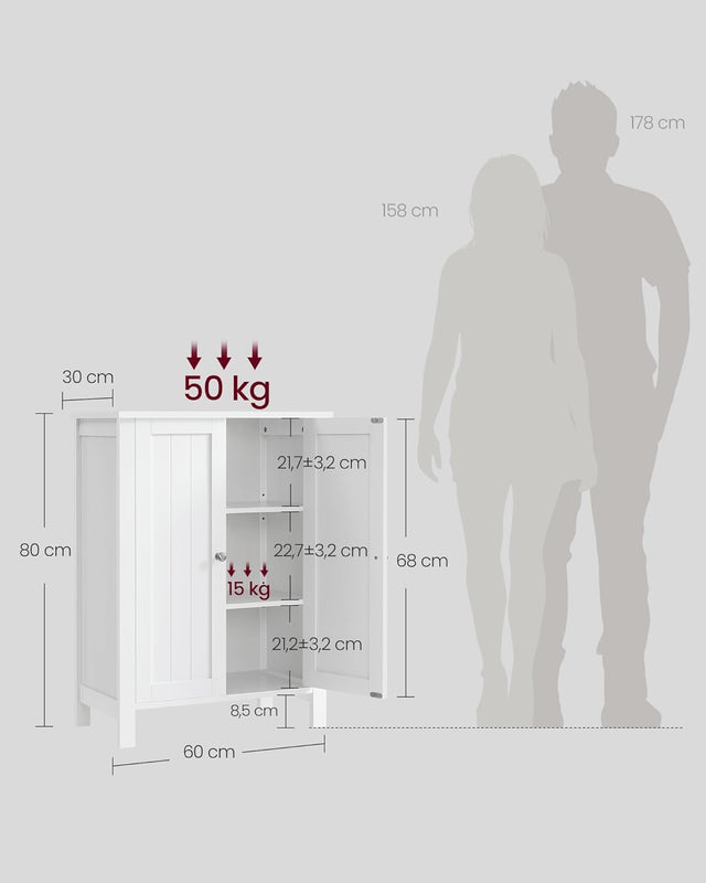 Badezimmerschrank Freistehend Verstellbare Regale Weiss von Songmics