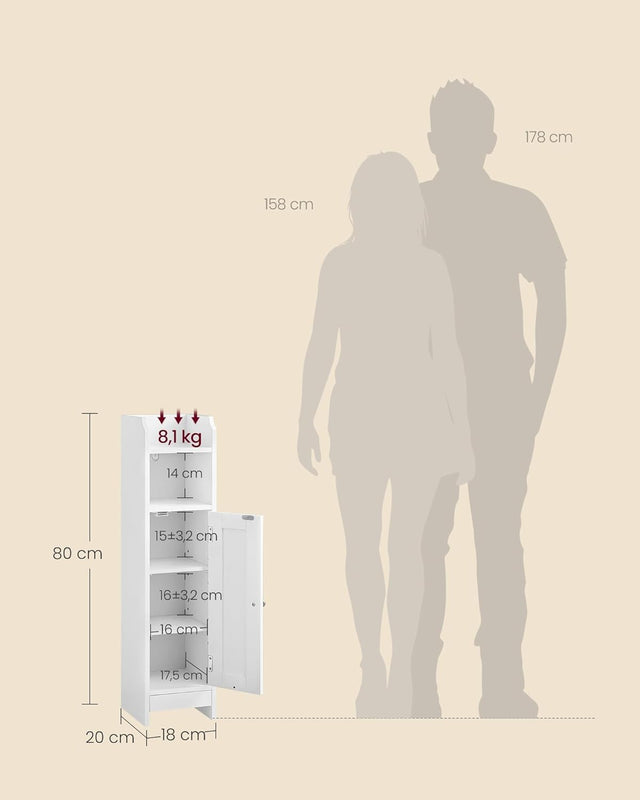 Toilettenschrank Badregal platzsparend verstellbar weiss von Songmics