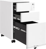 Rollcontainer Büroschrank abschliessbar Schubladen weiss von Songmics