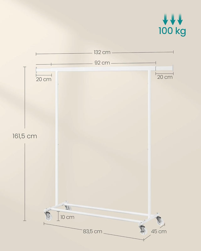 Kleiderständer Schwerlast Ausziehbar Transportabel 100kg Weiss von Songmics