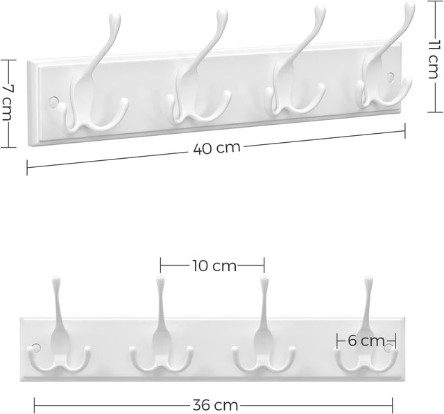 Wandgarderobe Hakenleiste Metall Flur Wolkenweiss von Songmics