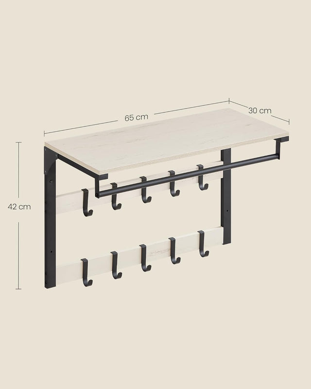Wandgarderobe mit Ablage vintageweiss-schwarz von Songmics