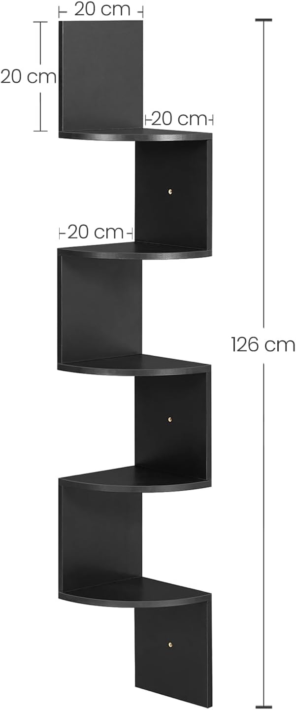 Eckregal Wandregal 5 Ebenen tintenschwarz