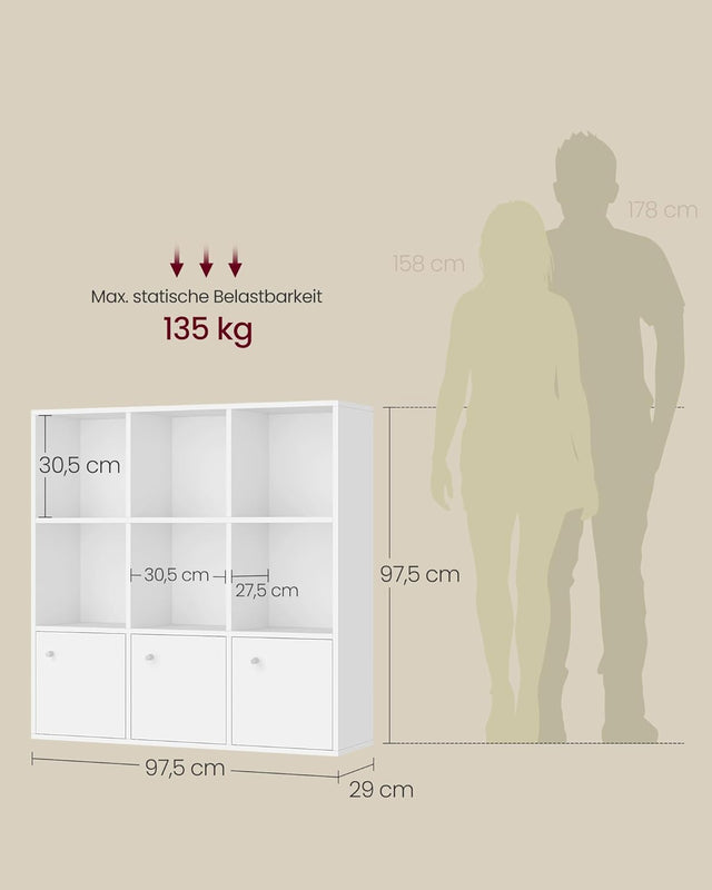 Bücherregal Offenes Regal 3 Fächer Weiss von Songmics