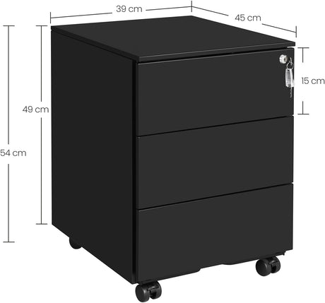 Rollcontainer abschliessbar Büro tintenschwarz von Songmics