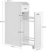 Badezimmerschrank schmal mit Schubladen weiss