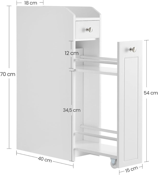 Badezimmerschrank schmal mit Schubladen weiss