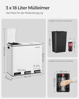 Mülleimer Küche Mülltrennsystem 3 Fächer Wolkenweiss