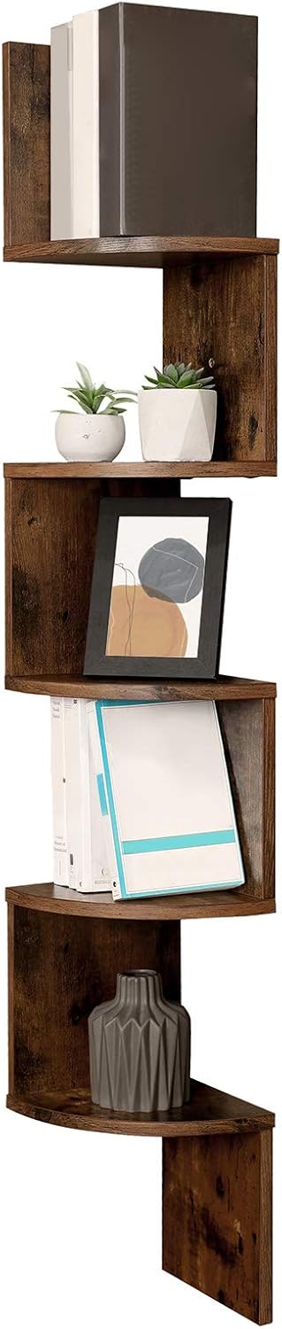 Eckregal Wandregal 5 Ebenen vintagebraun