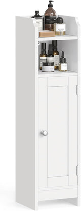 Toilettenschrank Badregal platzsparend verstellbar weiss von Songmics
