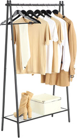 Kleiderständer mit Regal Stahl Mattschwarz