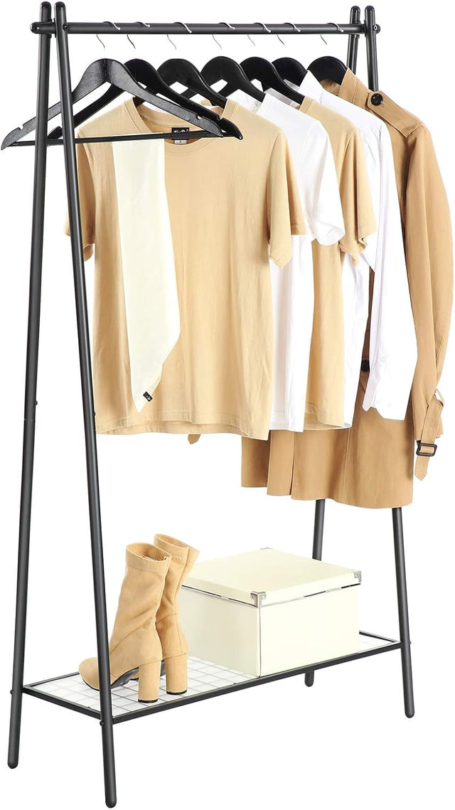 Kleiderständer mit Regal Stahl Mattschwarz