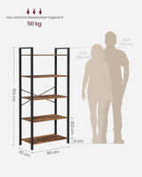 Regal mit 5 Ebenen Vintagebraun, 30x66x153 cm