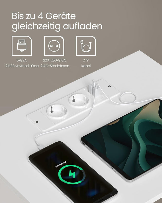 Nachttisch Set mit Ladefunktion mattweiss