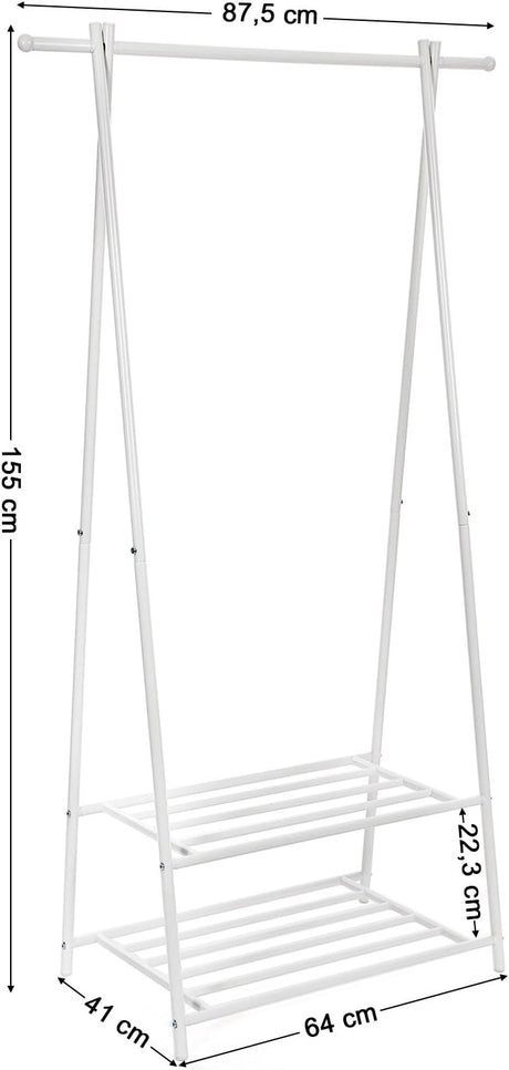 Kleiderständer mit Ablagen Metallgestell Cremeweiss