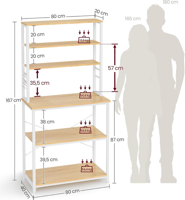 Küchenregal mit 6 Ablagen Goldeichenfarben