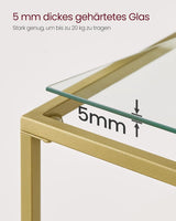 Konsolentisch Hartglas Modern Verstellbar Wohnzimmer Goldfarben