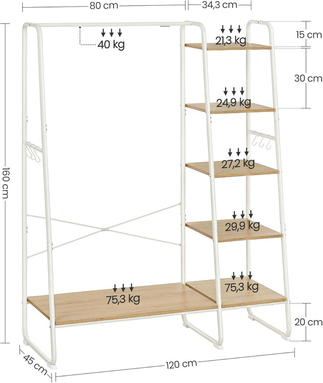 Kleiderständer mit Schuhablage Eichenfarben-Mattweiss