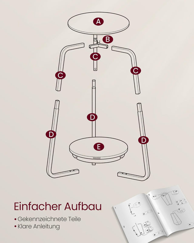Beistelltisch rund modern schiefergrau