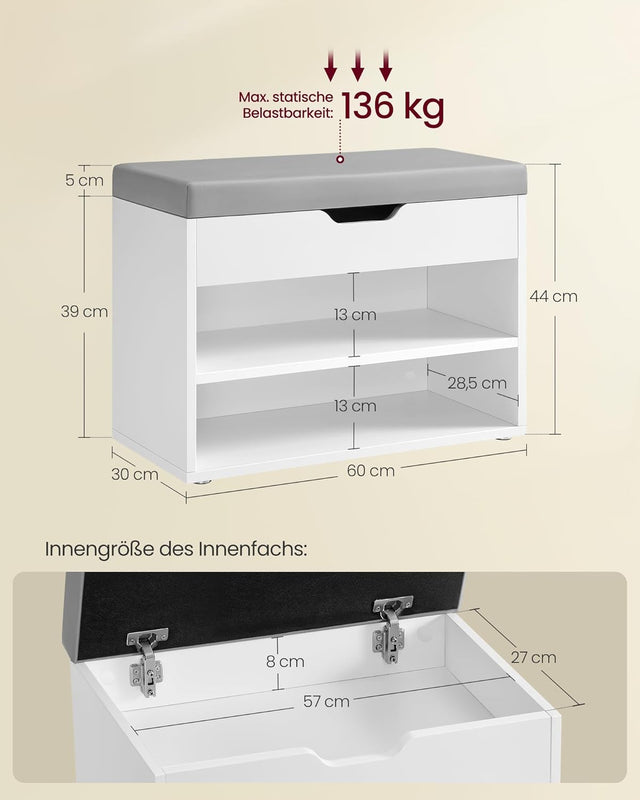 Schuhbank mit Kissen, wolkenweiss von Songmics