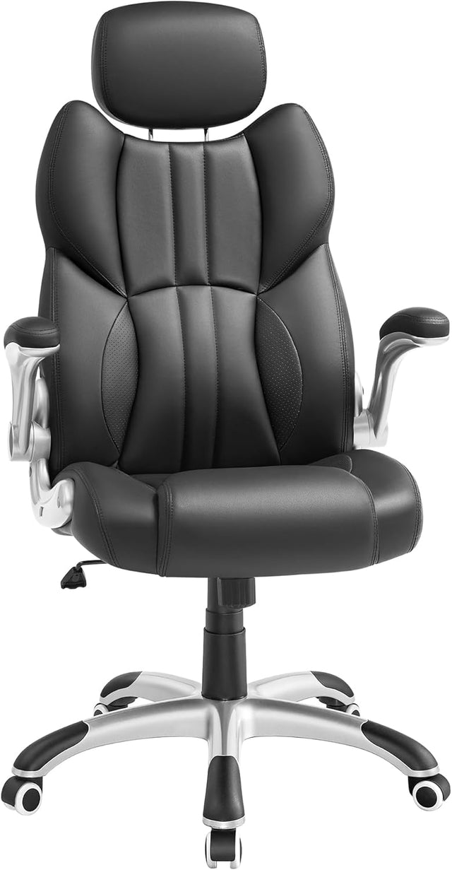 Bürostuhl Gaming Verstellbar Kopfstütze Armlehnen Schwarz von Songmics