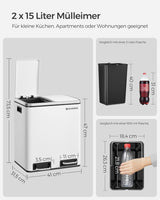 Mülleimer Küche Mülltrennsystem Softclose Wolkenweiss