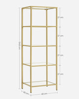 Regal mit 5 Ablagen transparent-gold