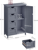 Badezimmerschrank mit 4 Schubladen und Tür Grau