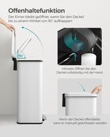 Mülleimer Küche 40L Stahl Weiss inkl. Müllbeutel