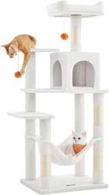 Kratzbaum Katzenhaus mit Hängematte cremeweiss