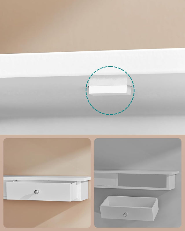 Wandregal mit Schubladen, modern, weiss von Songmics