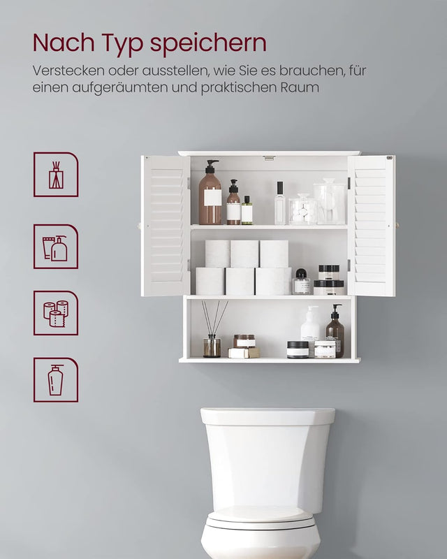 Badezimmerschrank mit Lamellentüren, weiss