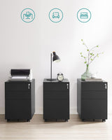 Rollcontainer Büroschrank mit Schubladen Schwarz von Songmics