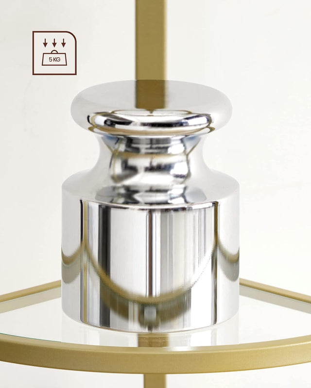 Eckregal 5 Ebenen Glasregal Gold