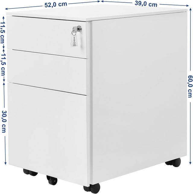 Rollcontainer Büroschrank mit Schubladen Weiss