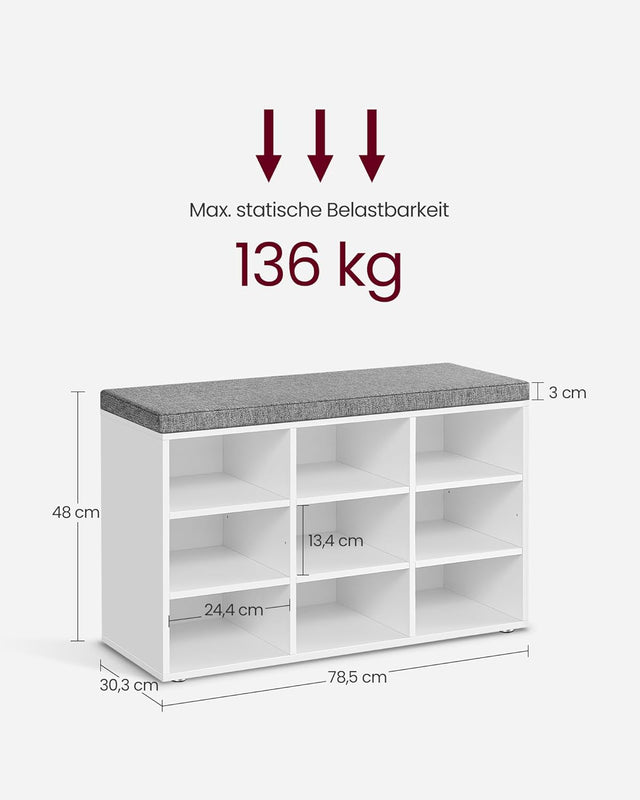 Schuhbank mit Stauraum und Kissen Taubengrau von guteszeug.ch