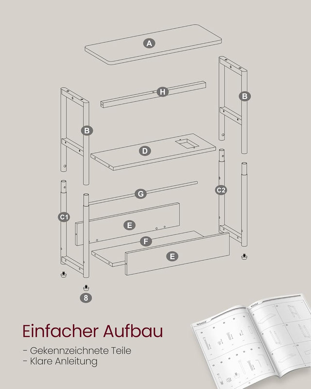 Beistelltisch mit Ladefunktion Greige-Schwarz
