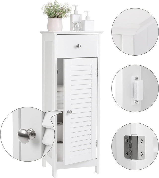 Badezimmerschrank mit Schublade Lamellentür Weiss