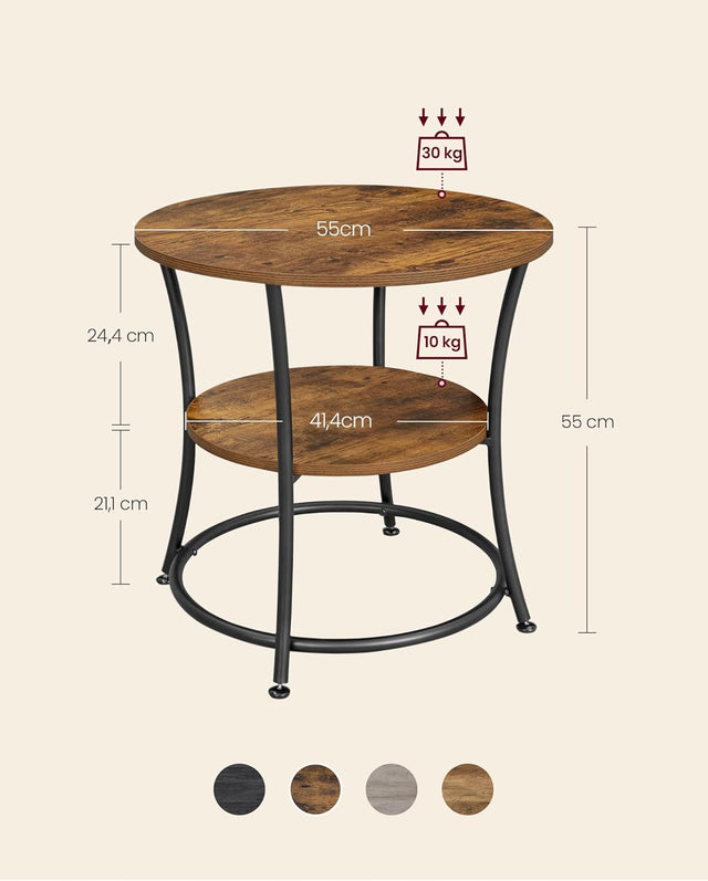 Beistelltisch Industrie-Design mit Ablagen vintagebraun