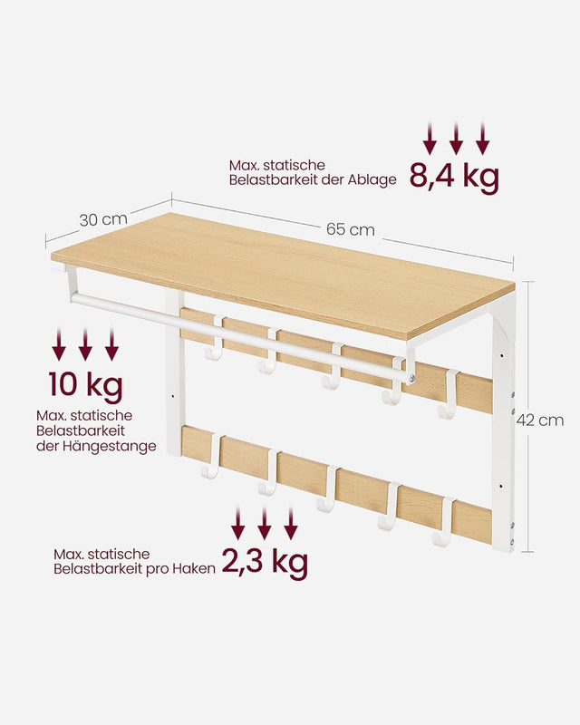 Wandgarderobe mit Ablage Eichenfarben-Weiss von Songmics
