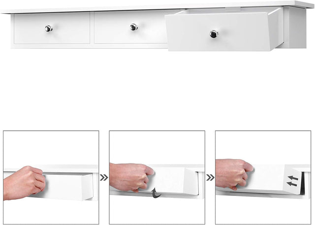 Wandregal mit Schubladen modern platzsparend weiss