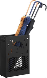 Regenschirmständer Metall rechteckig mit Haken schwarz von Songmics