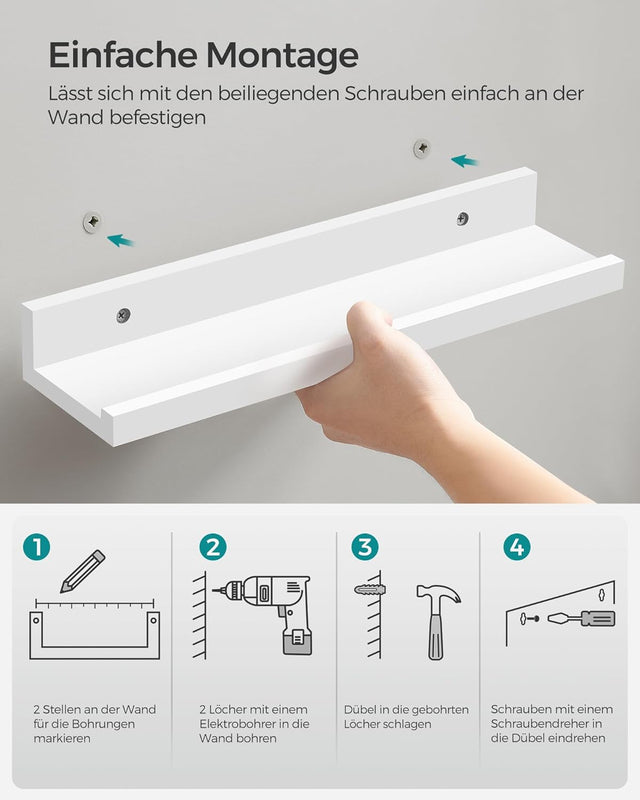 Wandregal Set für Wohnzimmer mattweiss von Songmics