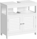 Waschbeckenunterschrank mit Lamellentüren wolkenweiss von Songmics