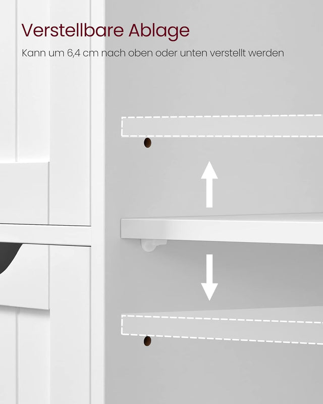 Badezimmerschrank mit 3 Schubladen und Tür Weiss