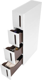 Nischenregal Rollwagen Schubladen Badregal Weiss-Braun