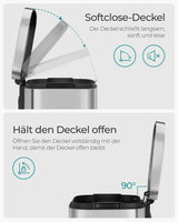 Mülleimer Küche 30L Softclose silbern