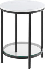 Beistelltisch mit 2 Ebenen marmorweiss