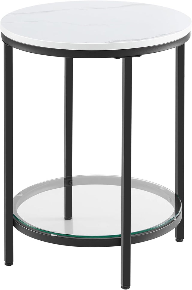 Beistelltisch mit 2 Ebenen marmorweiss