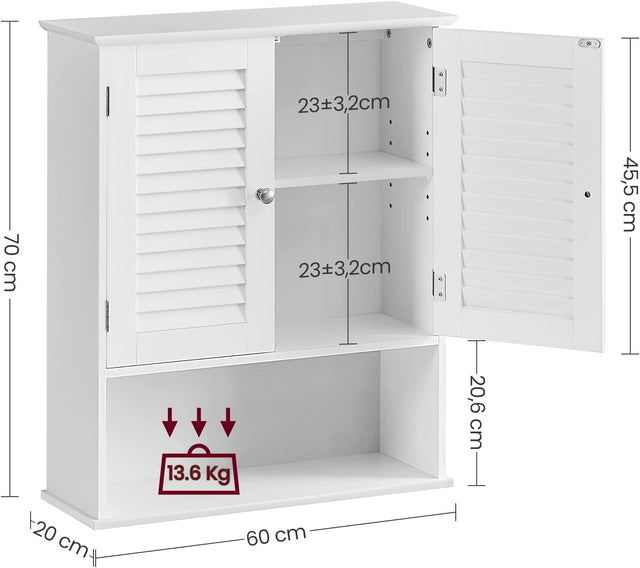Badezimmerschrank mit Lamellentüren, weiss